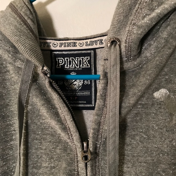 PINK by VS gray glitter sequence zip up jacket - Picture 4 of 6